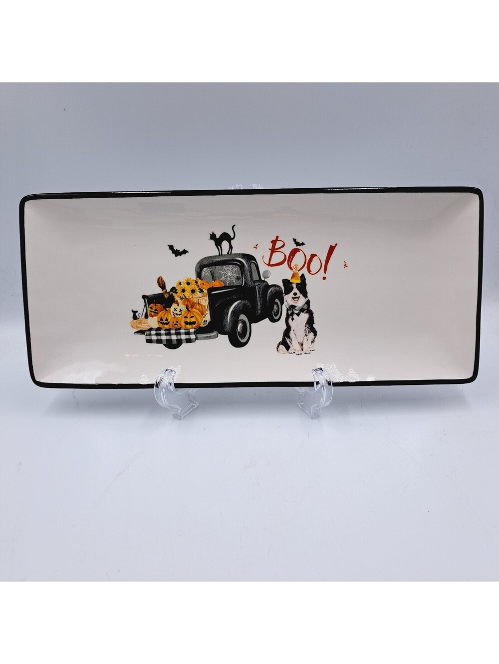 Ceramic Fall Halloween Tray Rustic Farmhouse Whimsigoth Country Charm Sunflower